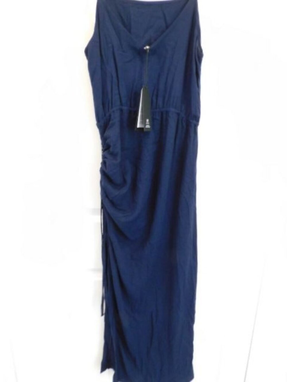 LA MADE size SMALL Allure Cinched Twill Dress in Navy Blue NEW - Picture 6 of 9